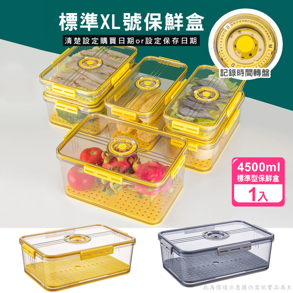 【食材記錄保鮮】瀝水密封標準型XL保鮮盒(1入)