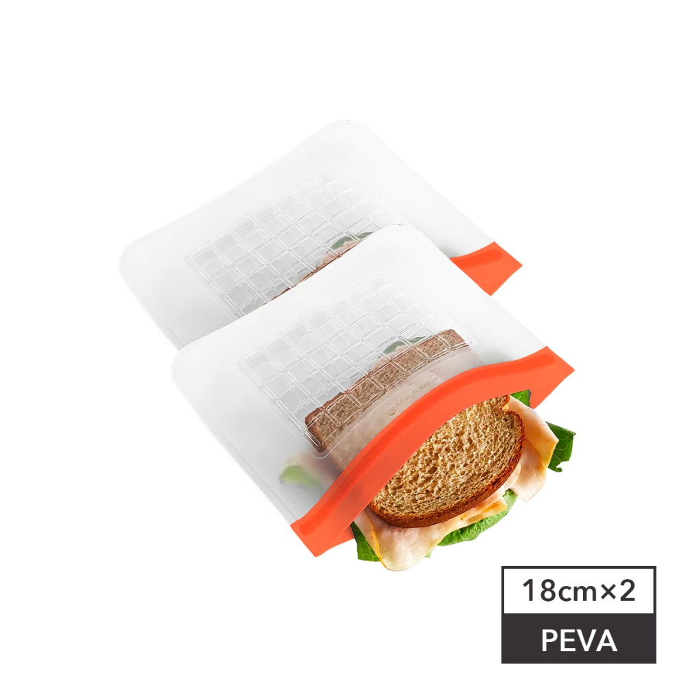 [Prepara 食物保鮮密封夾鏈袋[3號袋 橘色夾鏈-20.32x17.38cm x2入