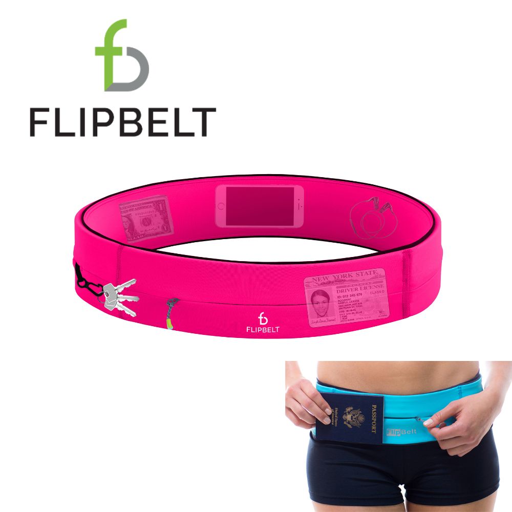 美國 FlipBelt 飛力跑運動腰帶拉鍊版(桃紅色)