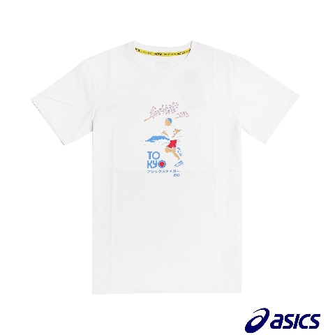 Asics T恤 JSY Graphic SS T 2 男款 亞瑟士 東京 櫻花 塗鴉 圓領 棉質 白 藍 2191A254101