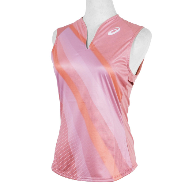 Asics 亞瑟士 [2042A190-703 女 網球服 無袖 背心 運動 訓練 透氣 防潑水網布 玫瑰粉