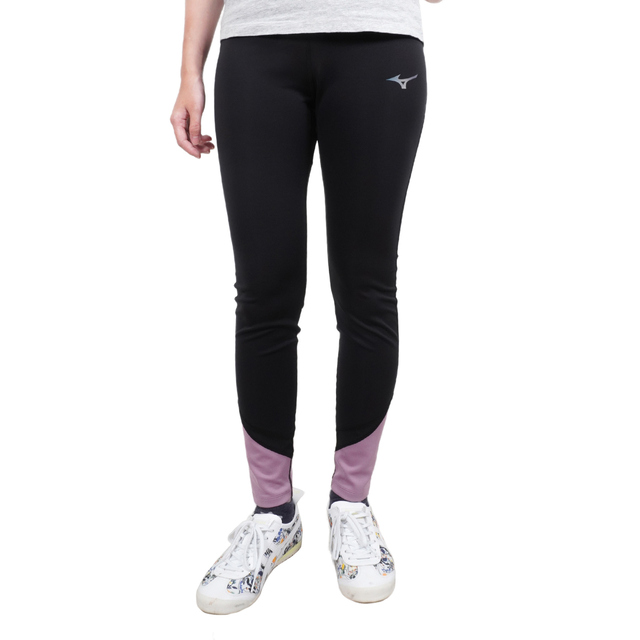 Mizuno [K2TB170596 女 緊身褲 運動 瑜珈 健身 慢跑 路跑 高腰 包覆 抗紫外線 黑紫