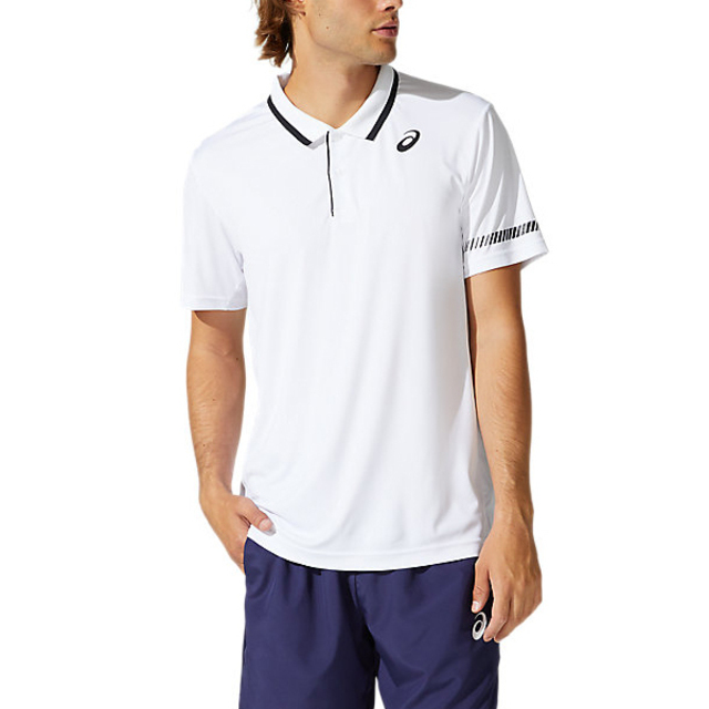 Asics [2041A138-100 男 Polo衫 短袖 海外版 運動 網球 透氣 吸濕 排汗 亞瑟士 白