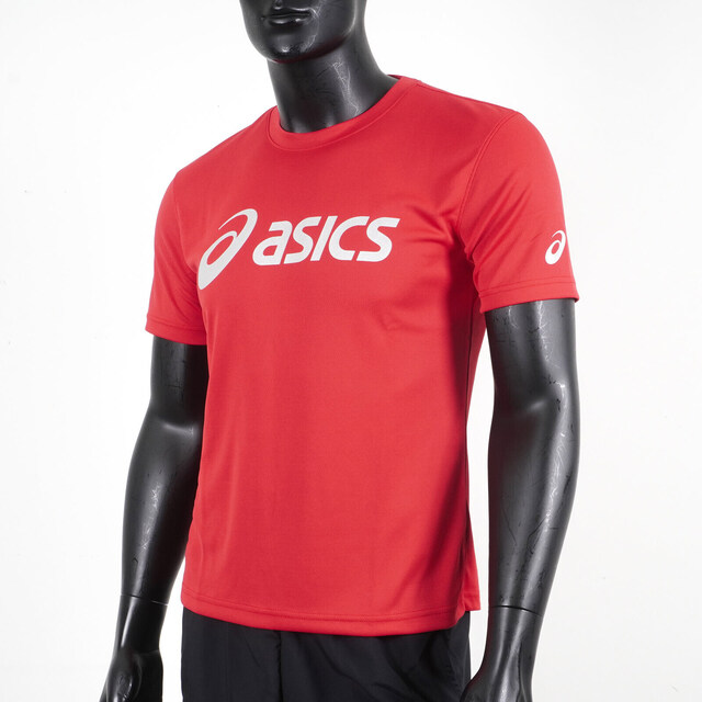 Asics [K31415-23A 男 短袖 上衣 T恤 基本款 運動 健身 訓練 透氣 排汗 抗UV 紅 銀