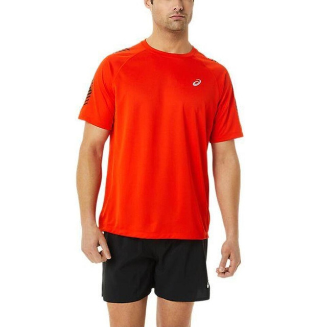 Asics [2011B055-801 男 短袖 上衣 跑步 運動 健身 訓練 快乾 舒適 海外版 亞瑟士 紅