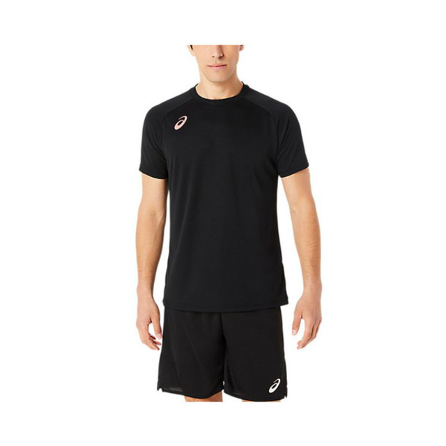 Asics [2051A347-002 男 短袖 上衣 日本版 運動 訓練 排球 吸濕快乾 輕薄 舒適 亞瑟士 黑紅
