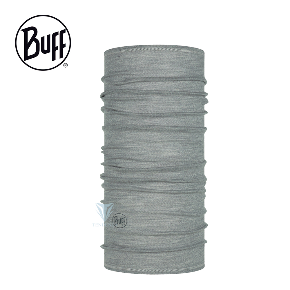 BUFF BF113010 舒適素面-美麗諾羊毛頭巾-素面淺灰