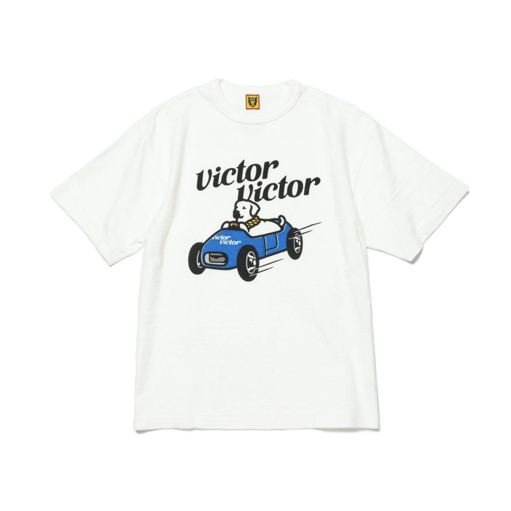Human Made x Victor Victor T-Shirt White 賽車藍 狗狗 XX25TE010