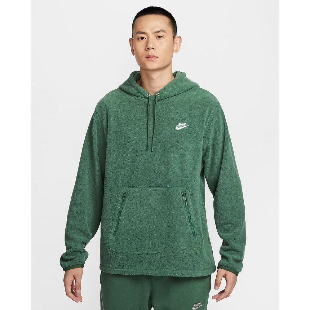 【NIKE】AS M NK CLUB WINTERIZED PO HOO 男 連帽上衣 帽T 綠色-FZ0661323