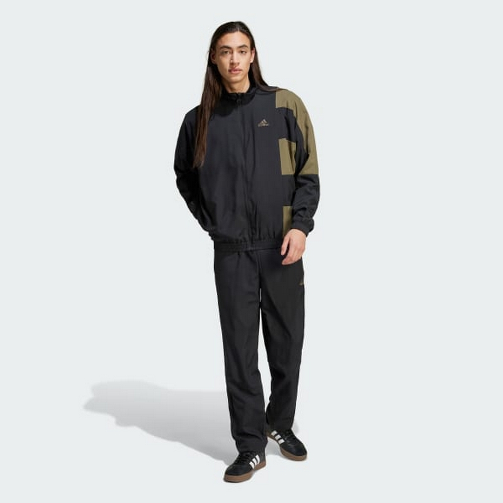 【ADIDAS】M CB TS 長袖套裝 男款 立領外套+長褲 運動 黑色-IP1613