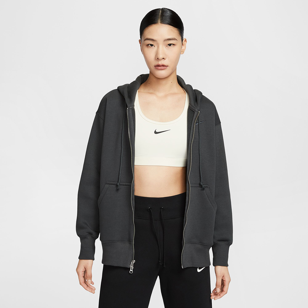 【NIKE】AS W NSW PHNX FLC FZ OS HOODIE 女 休閒外套 灰黑-DQ5759060