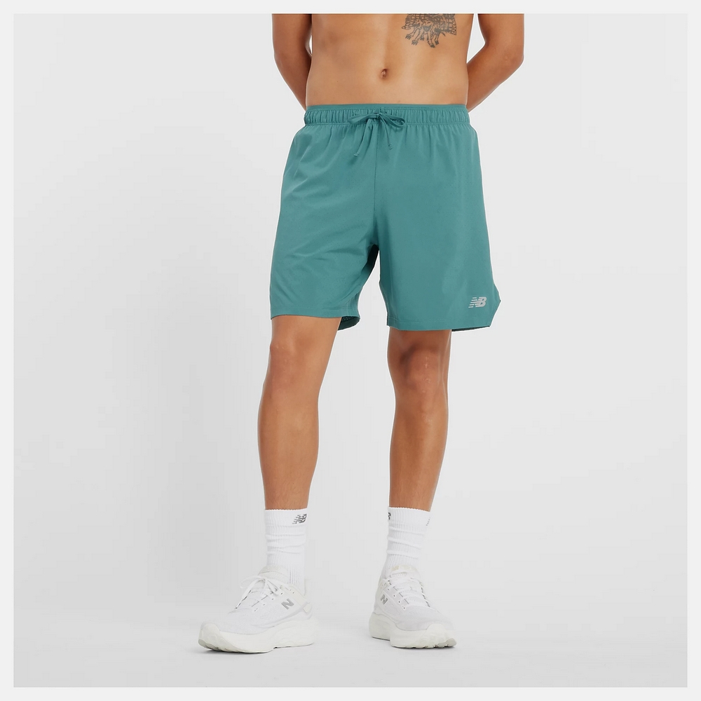 【New Balance】7吋RC短褲 短褲 男 快乾 運動 藍綠色 美版 MS41283NUS-F