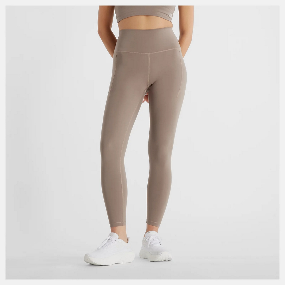 【New Balance】運動緊身褲 緊身長褲 女 快乾 奶茶色 卡其色 WP41124MS-F