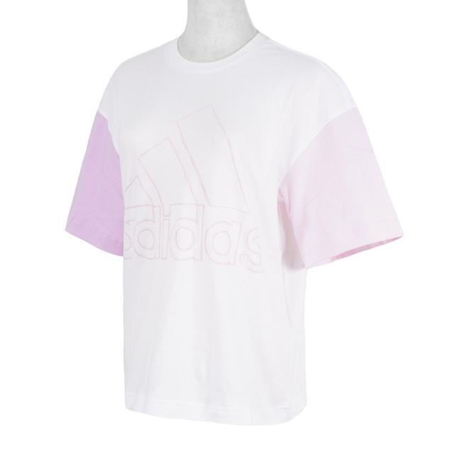 Adidas W Big Logo T [GV5175 女 短袖 上衣 T恤 亞洲版 寬鬆 休閒 舒適 棉質 白粉