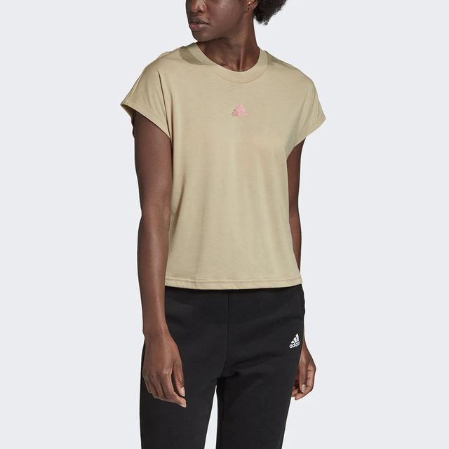 Adidas Tee W [GP9750 女 短袖 上衣 T恤 亞洲版 運動 休閒 寬鬆 後背鏤空 淺褐