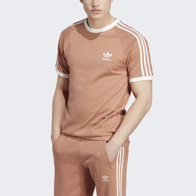 Adidas 3-Stripes Tee [IA4847 男 短袖 上衣 T恤 亞洲版 復古 休閒 修身 撞色 珊瑚橘