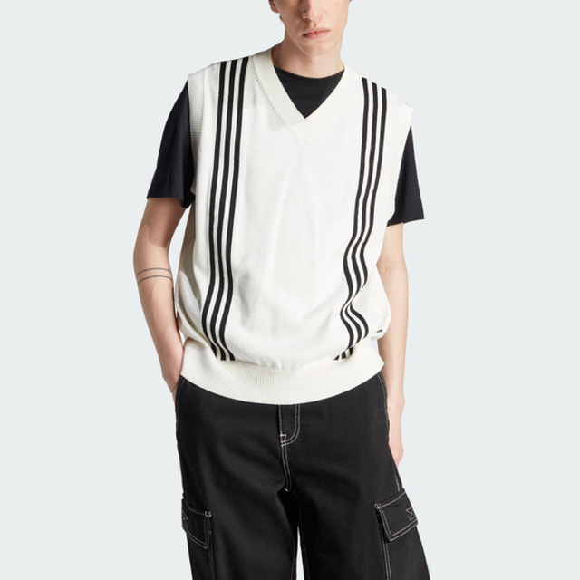 Adidas Hack Knt Vest [IM4574 男 針織 背心 亞洲版 運動 休閒 V領 棉質 毛衣 白黑