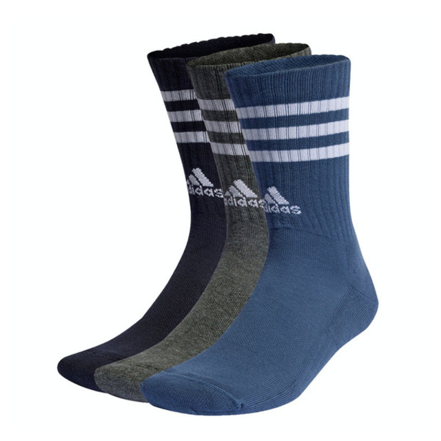 Adidas 3S C SPW CRW 3P [IP2639 中筒襪 3雙入 運動 訓練 休閒 足弓支撐 透氣 黑灰藍