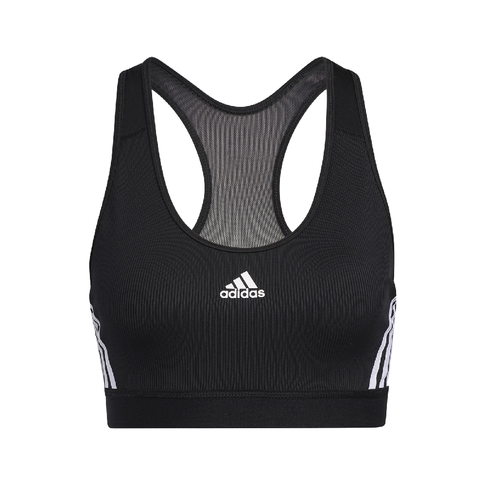 adidas 運動內衣 3-Stripes Rib Bra 女款 愛迪達 挖背 跑步 訓練 健身 黑 白 GL0570