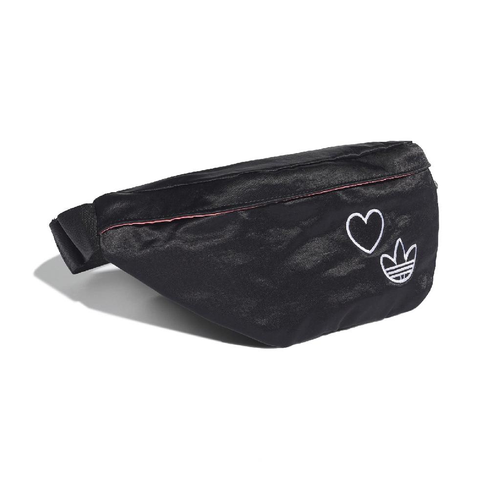adidas 腰包 V-Day Waist Bag 男女款 黑 斜背包 側肩包 小包 緞布 愛心 愛迪達 GN2143