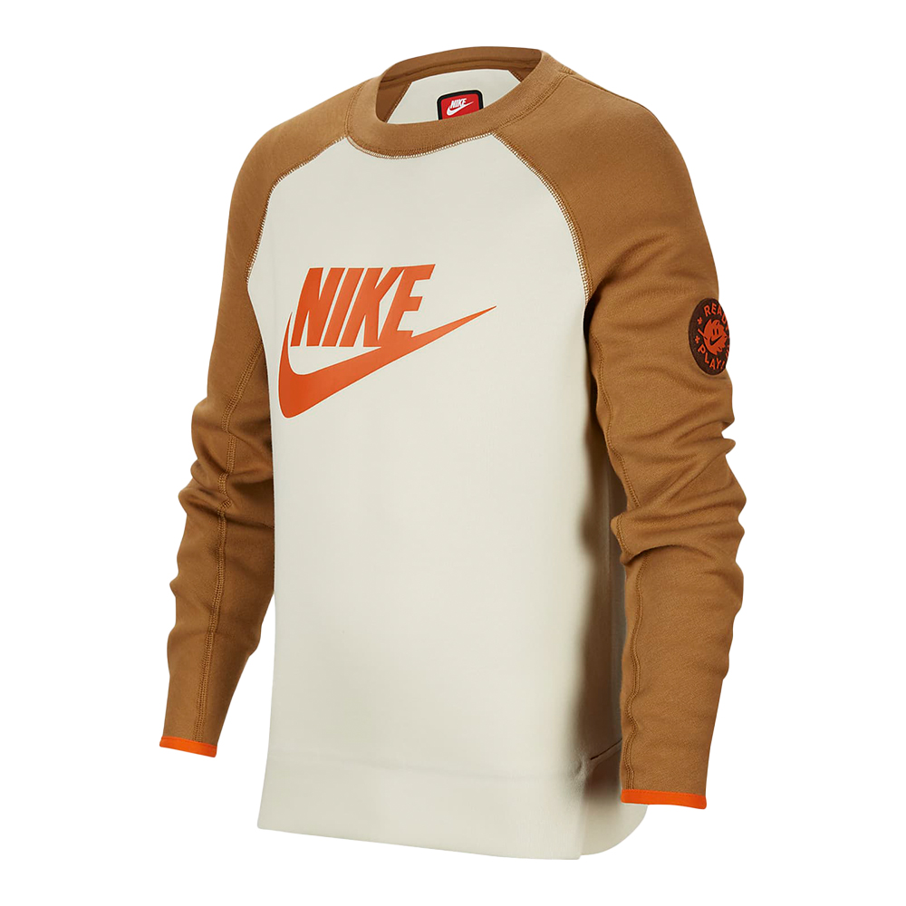 Nike B NSW Outdoor FLC Crew 大童 咖色 休閒 運動 上衣 長袖 FV3999-020