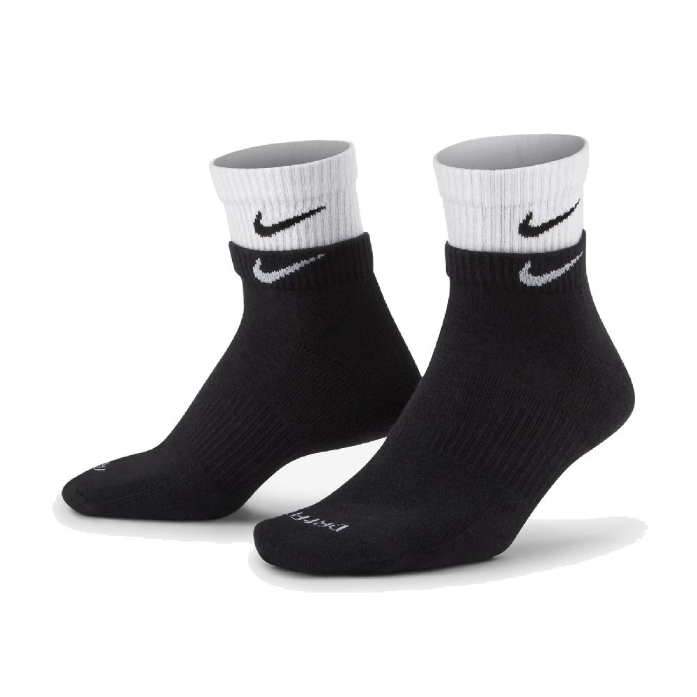 Nike 襪子 Everyday 男女款 黑 白 雙層襪 雙勾 雙色 單雙入 快乾 DH4058-011