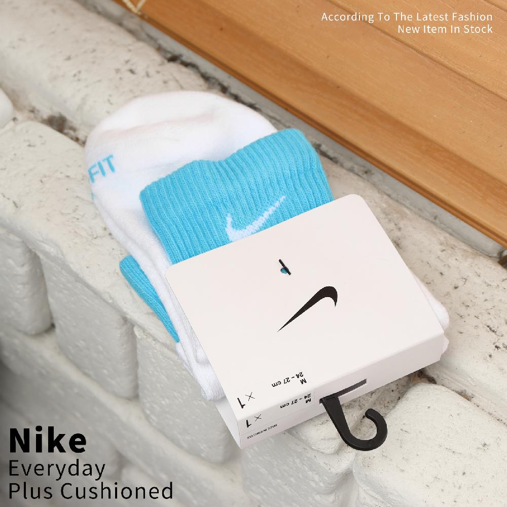 Nike 襪子 Everyday Plus 雙層襪 白 水藍 快乾 透氣 短襪 雙勾 休閒襪 穿搭襪 DH4058-103
