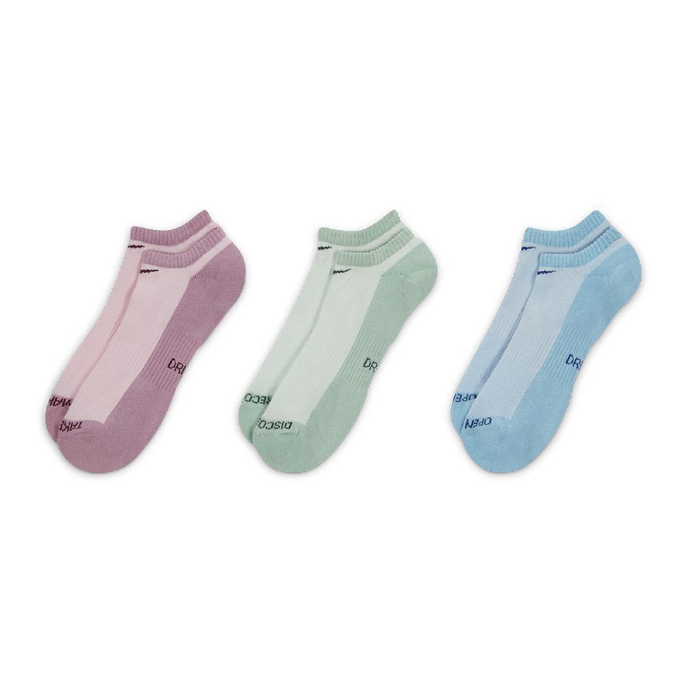 Nike 襪子 Everday Plus Socks 男女款 粉 綠 藍 短襪 基本款 羅紋 針織 三雙入 DQ7711-902