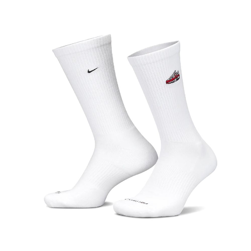 Nike 耐吉 長襪 Everyday Plus 白 紅 刺繡 Air Max 速乾 中筒襪 休閒襪 襪子 FQ0327-100