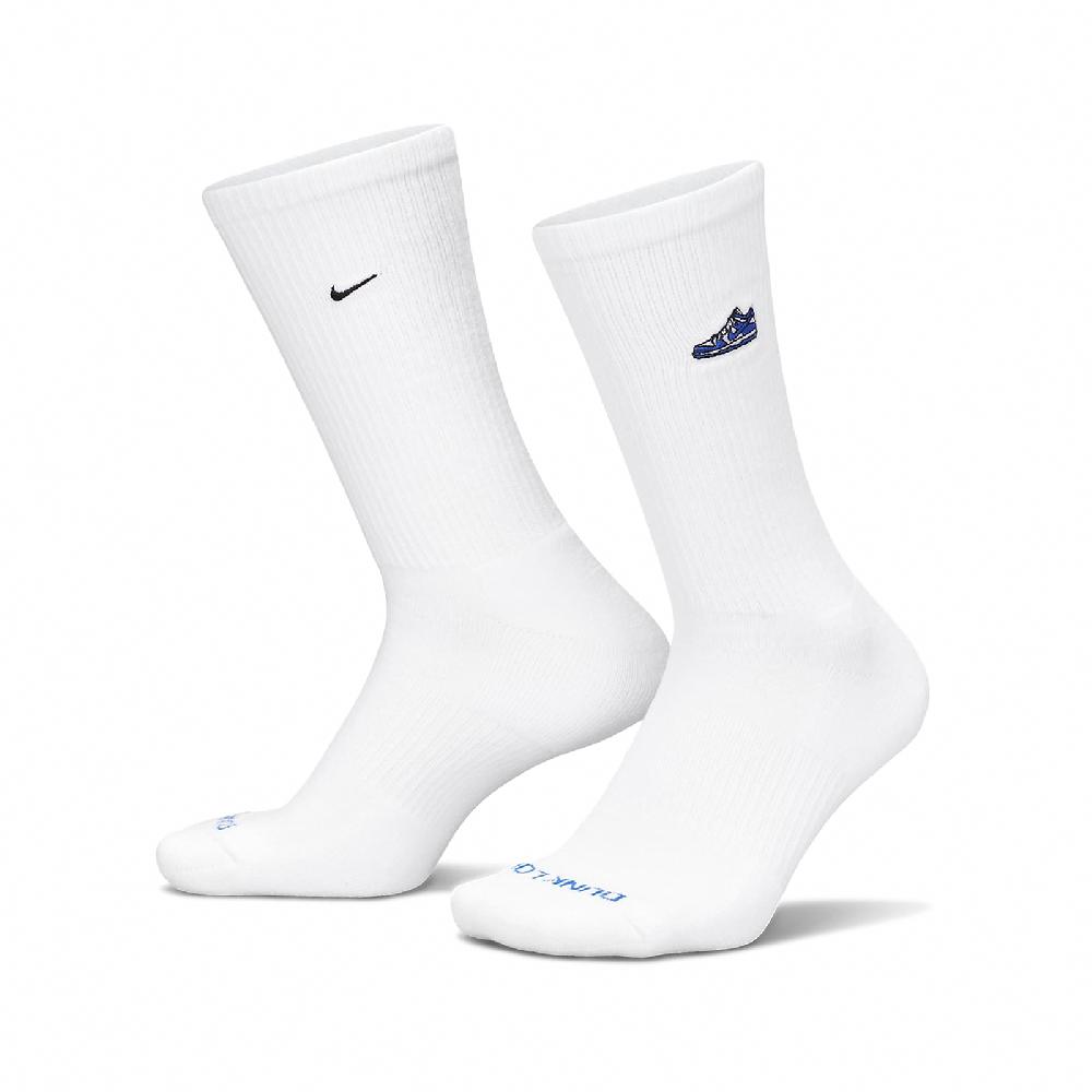 Nike 耐吉 長襪 Everyday Plus Cushioned 白 藍 刺繡 厚底 中筒襪 休閒襪 襪子 FQ0326-100