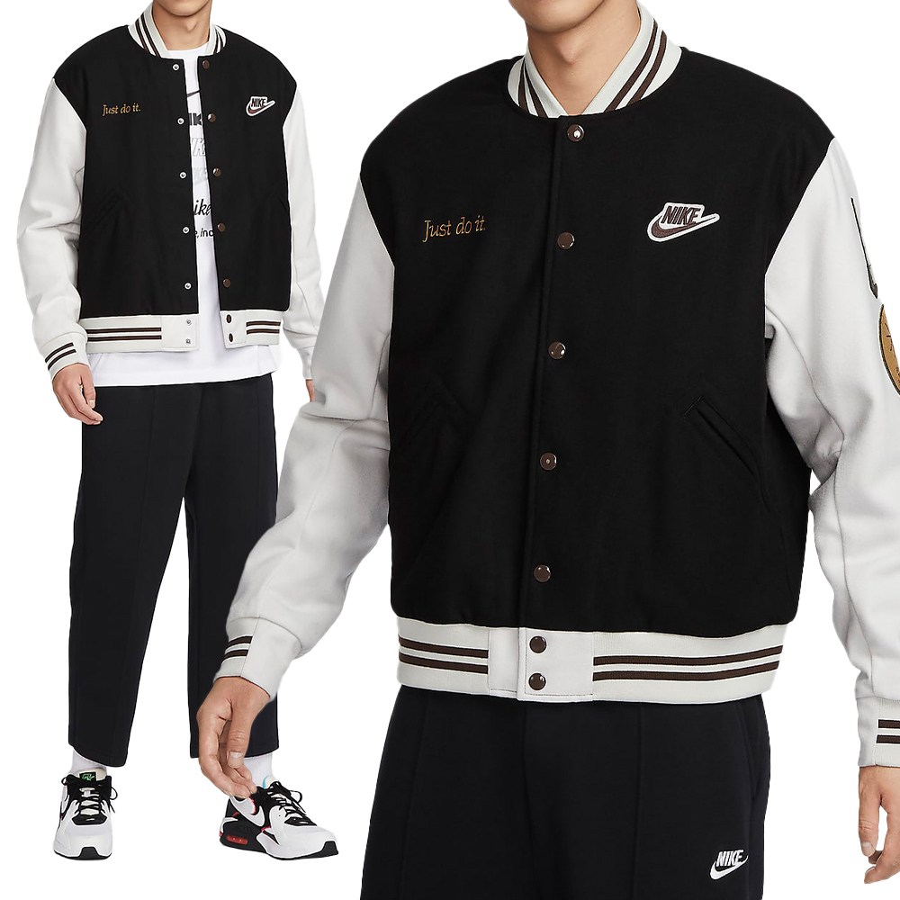 Nike Outdoor Varsity Jacket 男款 女款 黑色 羊毛 重磅 棒球外套 FV4026-010