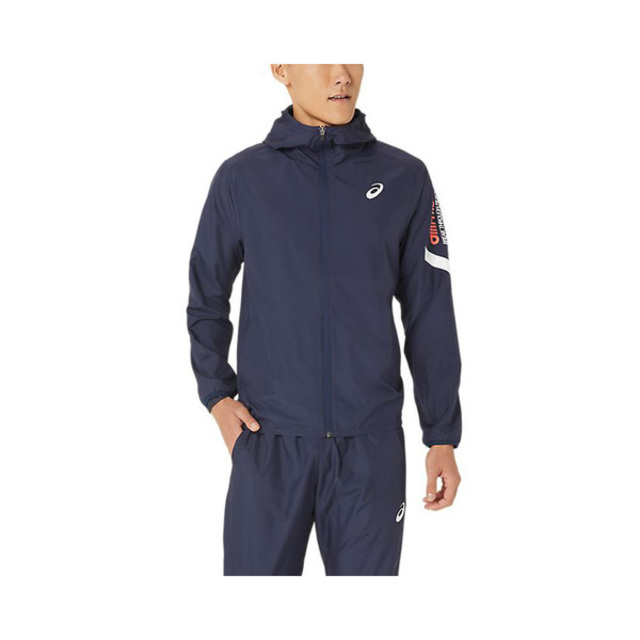 Asics A-I-M [2031E256-400 男 平織 外套 連帽 日本版 運動 訓練 輕薄 防撥水 亞瑟士 藍