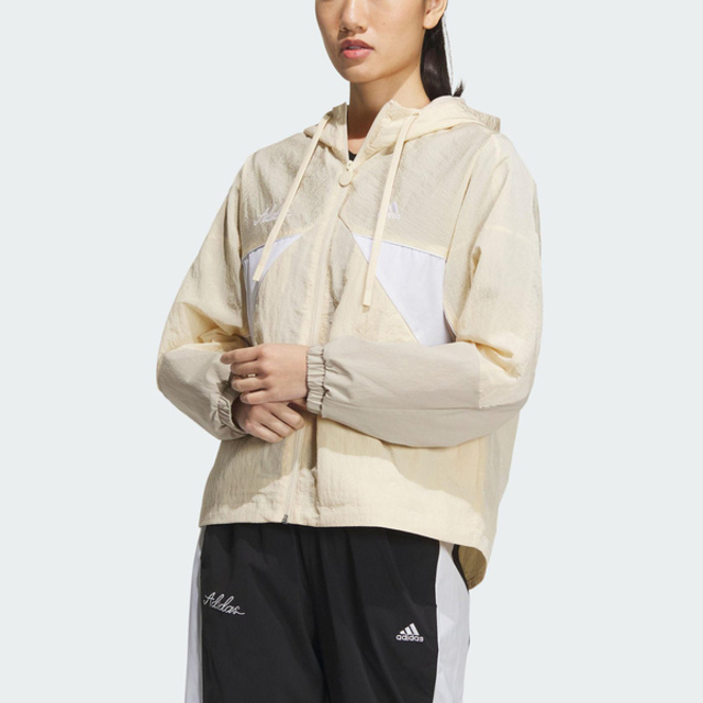 Adidas RCO WV JKT2 [IP0752 女 連帽 外套 風衣 亞洲版 運動 訓練 寬鬆 輕便 米黃