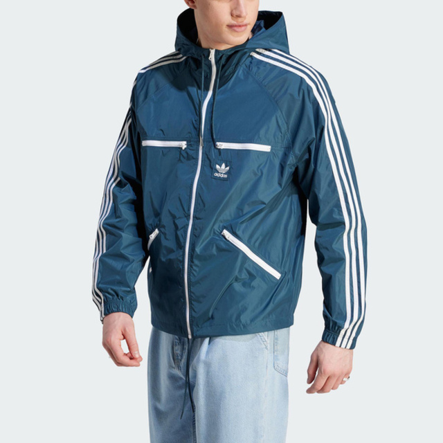 Adidas Classics WB [IL8263 男 連帽 外套 風衣 亞洲版 運動 休閒 三葉草 拉鍊口袋 藍白
