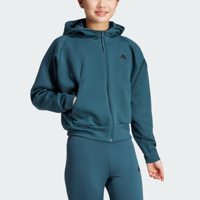 Adidas W Z.N.E. FZ [IN5129 女 連帽 外套 亞洲版 運動 訓練 休閒 寬鬆 百搭 舒適 藍綠