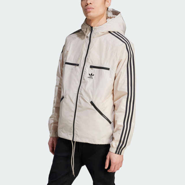 Adidas Classics WB [IM2107 男 連帽 外套 風衣 亞洲版 運動 休閒 三葉草 拉鍊口袋 米黑