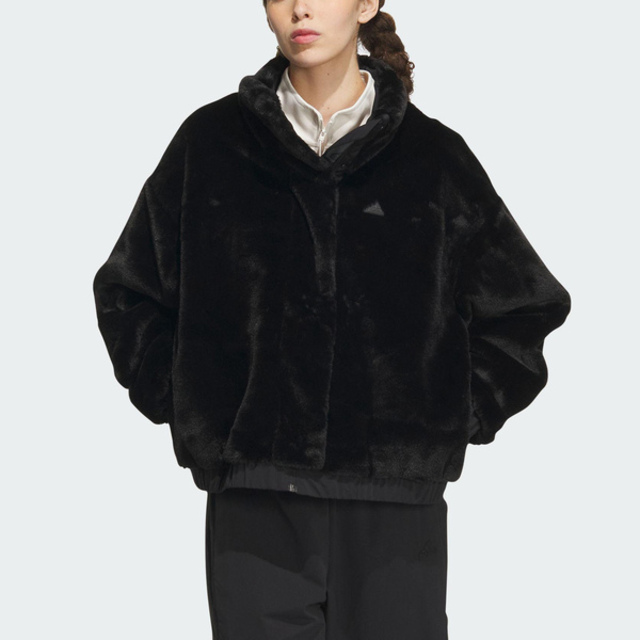 Adidas City Esc Fur [IP7044 女 立領 外套 亞洲版 運動 訓練 休閒 冬季 保暖 舒適 黑