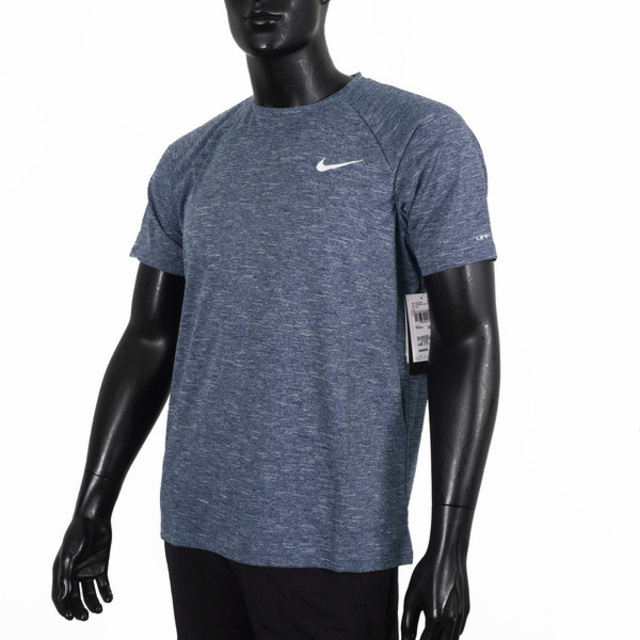 Nike Heather [NESSA589-440 男 短袖 上衣 T恤 防曬衣 抗UV 運動 訓練 慢跑 雪花藍