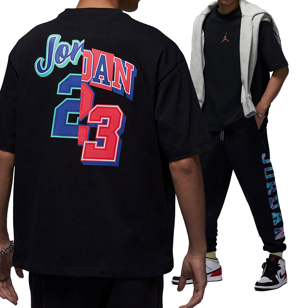 Nike Jordan Oversized Crew 男 黑 寬版 基本款 印花 休閒 舒適 短袖 FQ0359-010