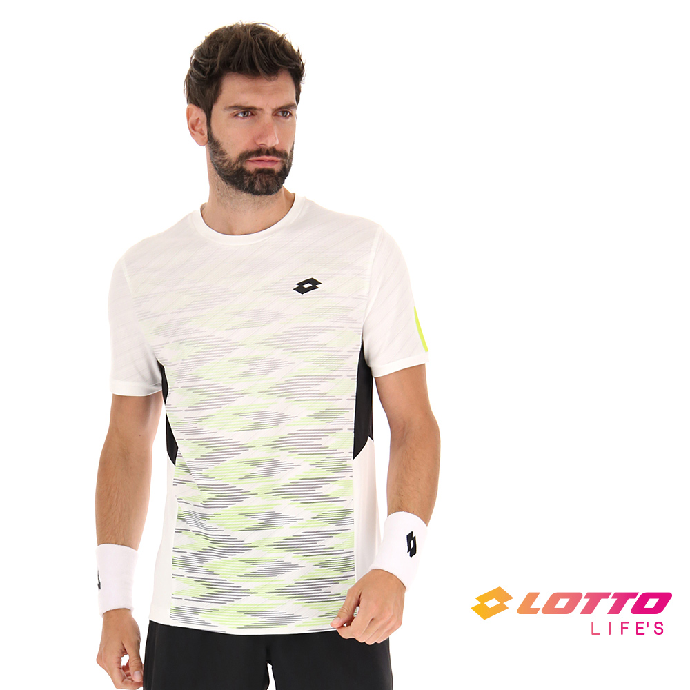 【LOTTO 義大利】男 專業網球T-SHIRT(白/綠)