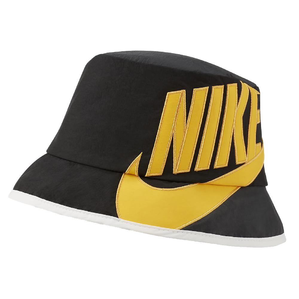 Nike 帽子 NSW Bucket Hat 黑 黃 漁夫帽 遮陽帽 大Logo 防曬 休閒 DH2077-010