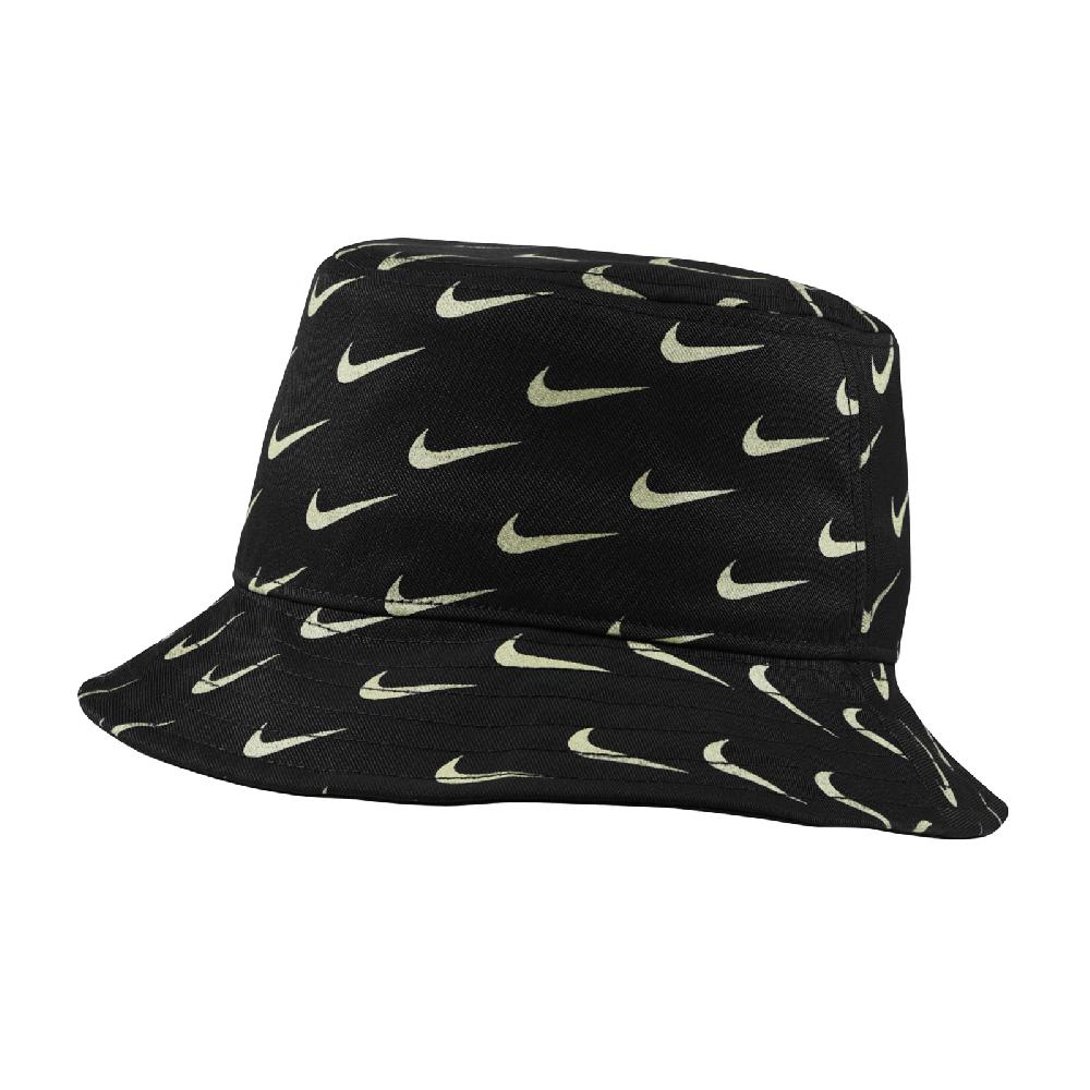 Nike 帽子 Kids Bucket 黑綠 大童 漁夫帽 遮陽 滿版 小勾 DC4054-010