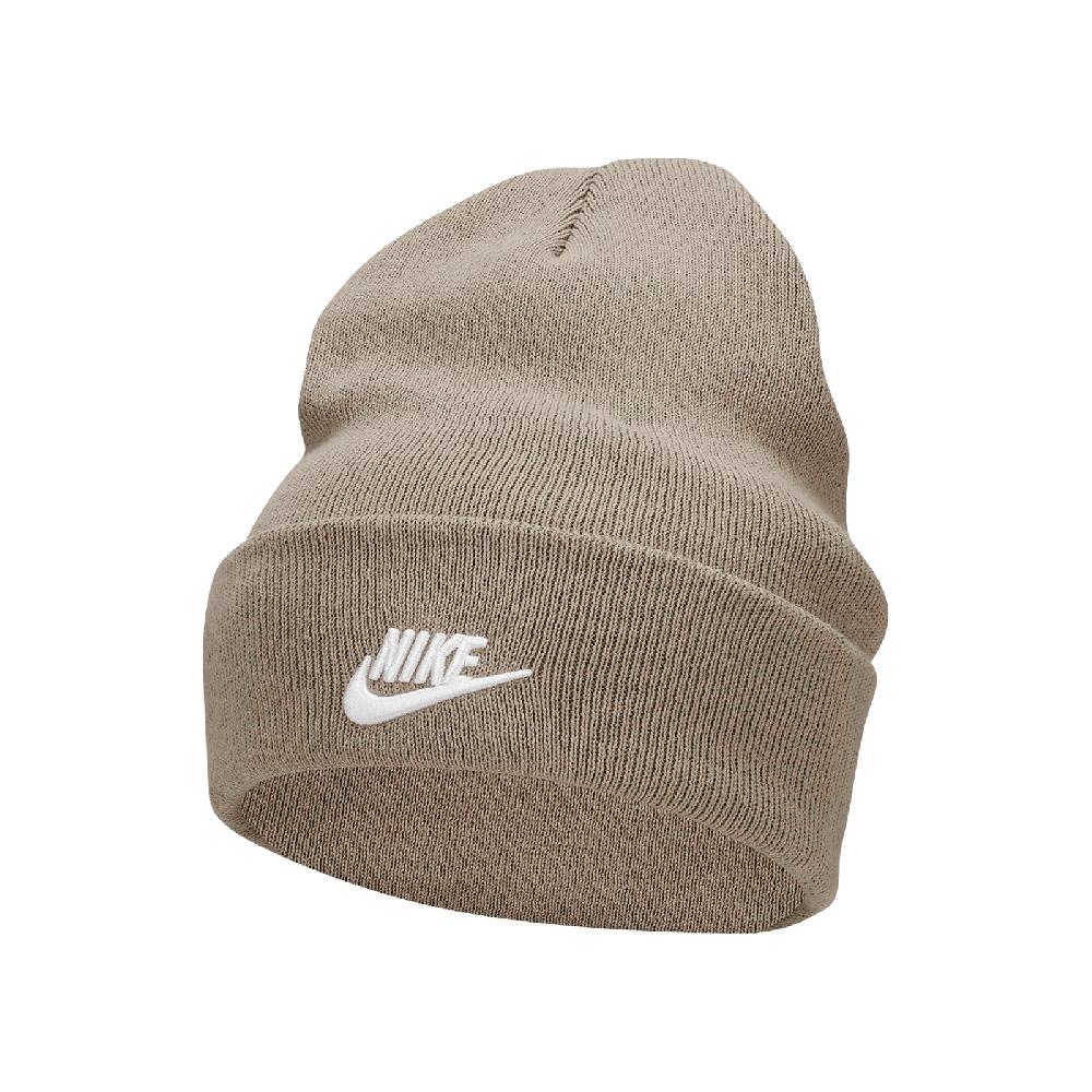 Nike 耐吉 毛帽 Peak Futura Beanie 奶茶 白 刺繡 男女款 翻邊 針織 帽子 FB6528-247