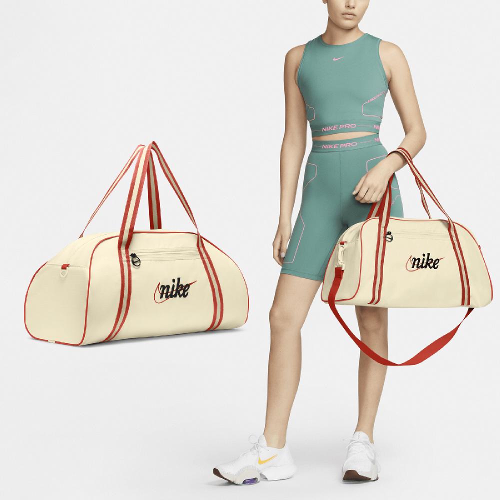 Nike 耐吉 旅行袋 Gym Club 米白 紅 大空間 可調背帶 刺繡 健身包 訓練包 DH6863-113