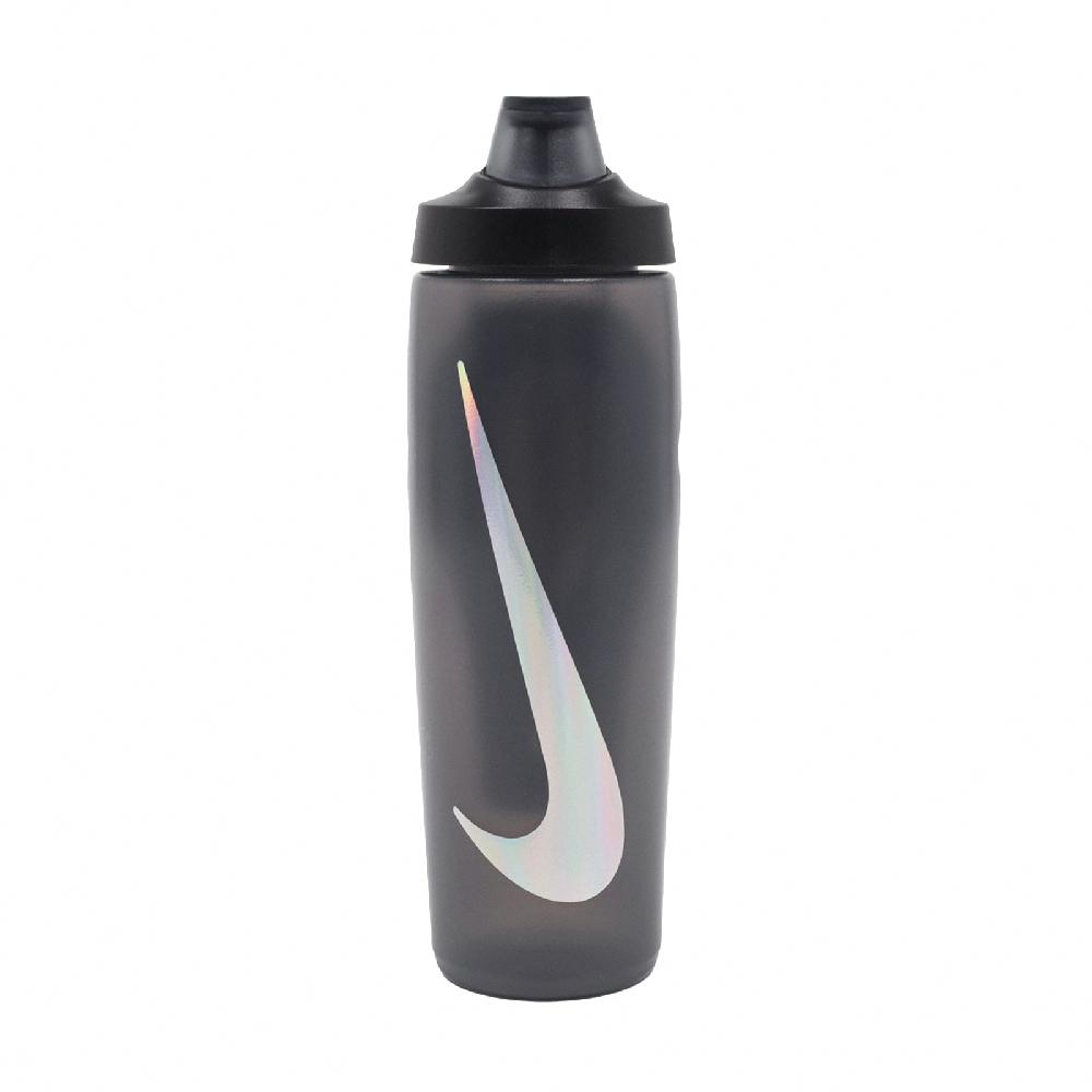Nike 耐吉 水壺 Refuel Bottle 24oz 黑 銀 掀蓋式 止滑 可擠壓 水瓶 運動 自行車 N100766805-424