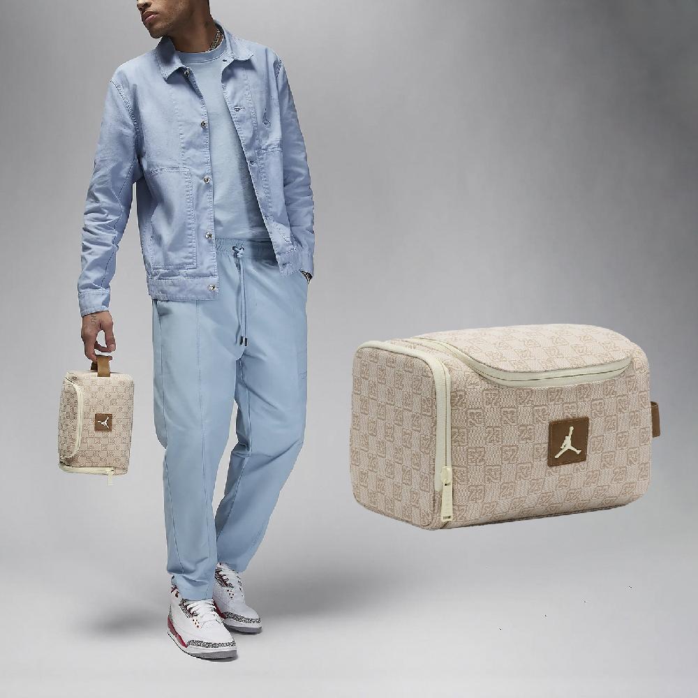 Nike 耐吉 化妝包 Jordan Monogram Dopp Kit 米白 頂部拉鍊 提把 盥洗包 小包 手提包 JD2413024AD-002