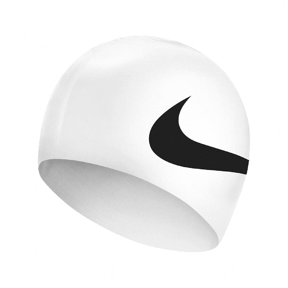 Nike 耐吉 泳帽 Big Swoosh 白 黑 矽膠泳帽 大勾勾 耐用 游泳 NESS8163-100