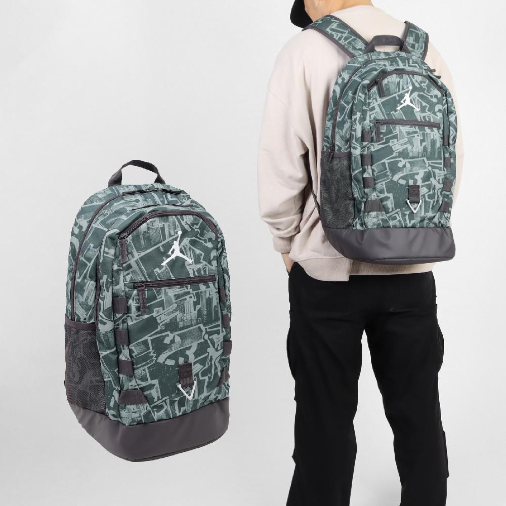 Nike 耐吉 後背包 Jordan Backpack 綠 黑 15吋 多夾層 雙肩包 肩背包 背包 JD2423003AD-001