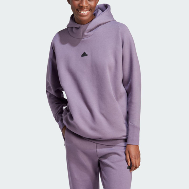 Adidas W Z.N.E. OH [IN5123 女 連帽 上衣 帽T 亞洲版 運動 休閒 高領 寬鬆 舒適 紫