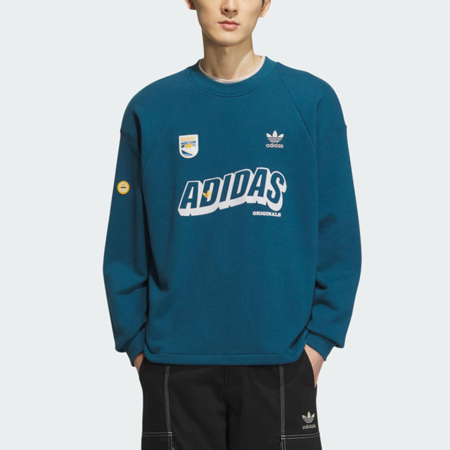 Adidas WS Sweat Crew M [IN0974 男 長袖 上衣 亞洲版 運動 休閒 棉質 舒適 藍